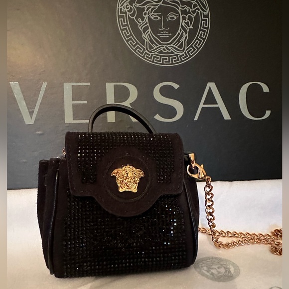 Versace Suede crystal embellished mini bag NEW ( AUTHENTIC) - Picture 2 of 16